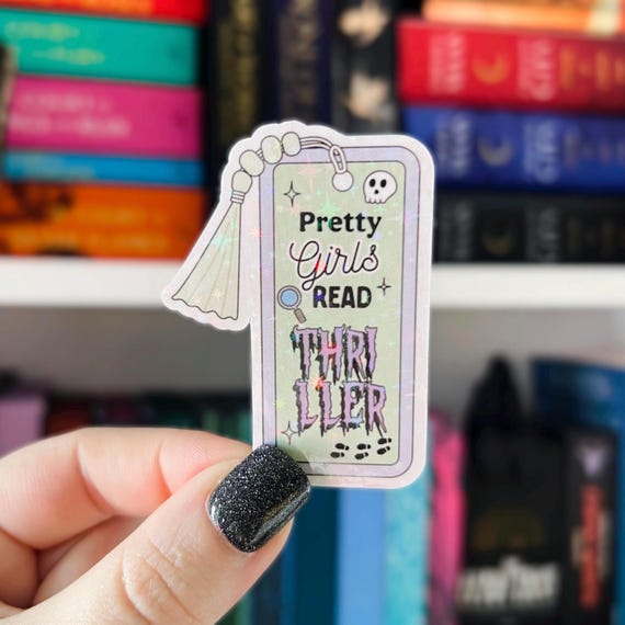 Thriller Reader Sticker | Pretty Girls Read Thriller Holographic Sticker | Kindle Sticker | Vinyl Sticker | Bookish Sticker for Reader