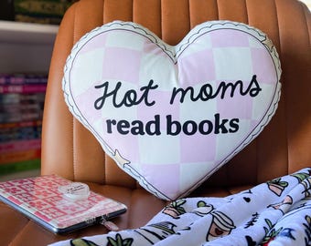 Hot Moms Read Pillow | Bookish Pillow for Book Nook | Reading Room Decor | Bookish Throw Pillow | Home Decor for Book Lovers | Bookish Gift