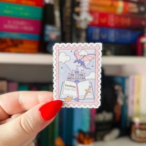 Fantasy Book Club Sticker | Whimsical Bookish Dragon Stamp | Holographic Fantasy Reading Sticker for Magical Book Lovers | Fairytale Gift