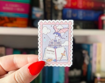 Fantasy Book Club Sticker | Whimsical Bookish Dragon Stamp | Holographic Fantasy Reading Sticker for Magical Book Lovers | Fairytale Gift