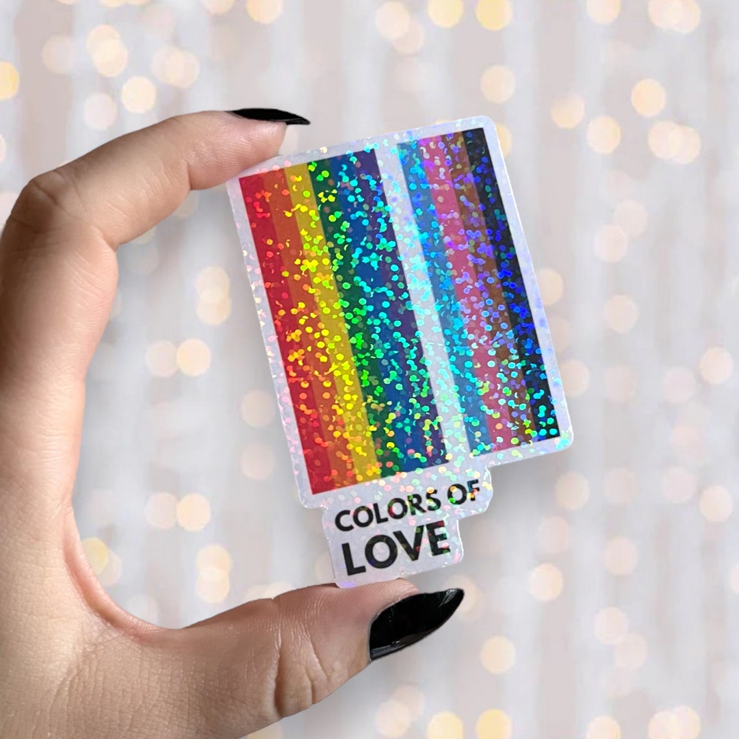 Pride Flag Sticker Holographic Colors of Love Sticker Waterproof Kindle ...