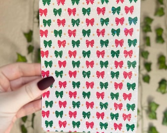 Christmas Kindle Case Insert | Holographic Case Insert for E-Readers | Christmas Bows | Holiday Bookish Gifts | Glitter Cardstock Decor