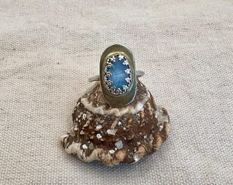 Sterling Silver & Brass Australian Boulder Opal Ring - Size 7