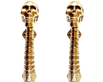 Skull Figurine Door Handle Brass Decor Design Idea