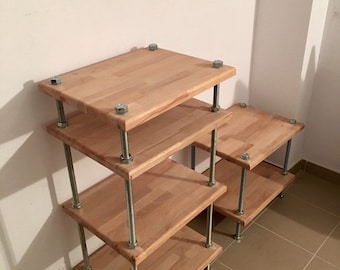Xxl Wood And Threaded Rods Shelves Wooden Bookshelves Etsy