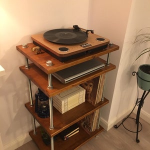 Threaded Rod Stand, Vinyl Record Stand, Shelving Cabinet, Industrial ...
