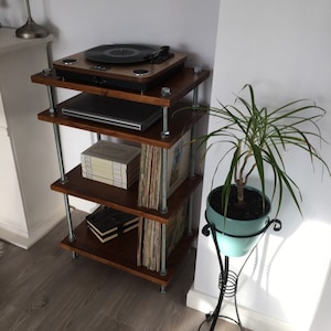 Threaded Rod Stand, Vinyl Record Stand, Shelving Cabinet, Industrial ...