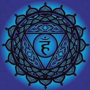 Celtic Tribal Throat Chakra Square Scarf/Wall Tapestry/Altar Cloth - Celtic Art, Fantasy Art, Lotus, Yoga, Zen, Meditation, Aum, Om
