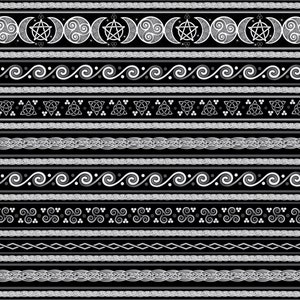 Celtic Triple Moon Goddess Witch in Black and White Fair Isle Square Scarf/Wall Tapestry/Altar Cloth- Celtic Art, Gothic Art, Festival Wear