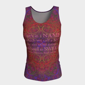 Celtic Romeo and Juliet with Shakespeare Quote Long, Fitted Tank Top/Activewear -  Celtic Art, Fantasy Art, Romance, Roses, Festival Wear