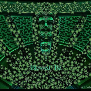 Celtic Green Man Square Scarf/Wall Tapestry/Altar Cloth  - Celtic Art, Fantasy Art, Wiccan, Pagan, Wicca, Blessed Be, Festival Wear