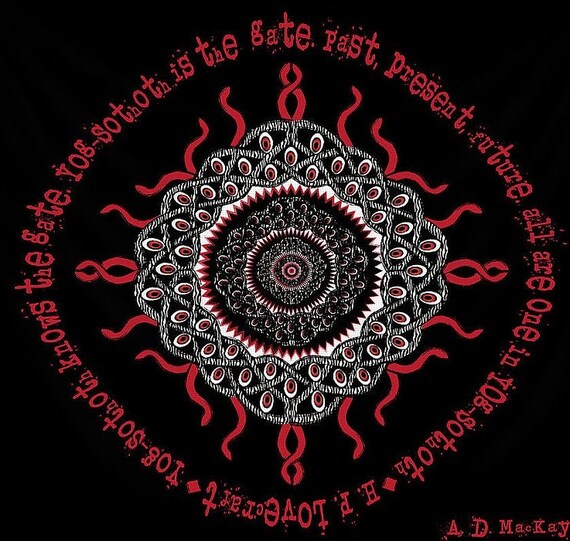 Celtic Lovecraftian Cosmic Monster Deity With H P Lovecraft Quote Square Scarf wall Tapestry altar Cloth celtic Art Gothic Art Fantasy Art Etsy