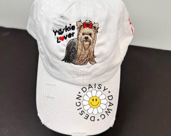 Embroidered Yorkie Lover Ponytail Baseball Cap
