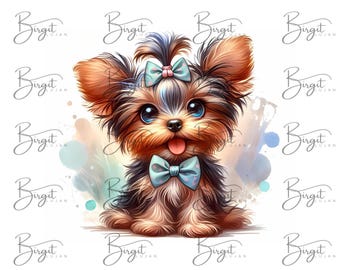 ヨークシャーテリアの肖像画：犬のスケッチ画（SVG、PNGデジタル