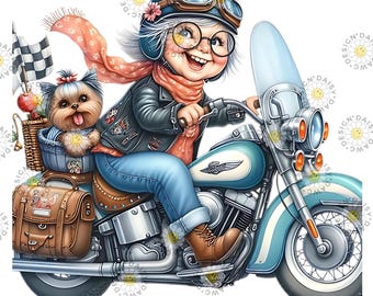 Clipart de aquarela de Yorkie: Arte de cachorro motociclista (downloads digitais em PNG e JPG)
