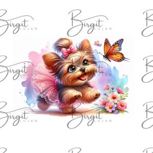 Yorkshire Terrier PNG Aquarellkunst, Wandkunst, Wanddekor, süße Hundekunst, printable digitaler Download, PNG