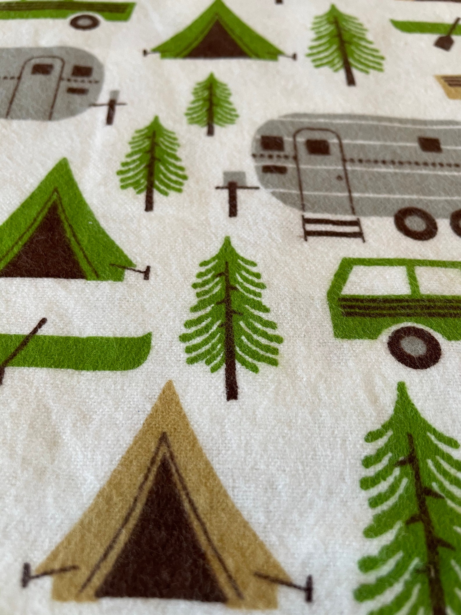 Camping Camper Flannel Fabric trees cars tent sewing Etsy