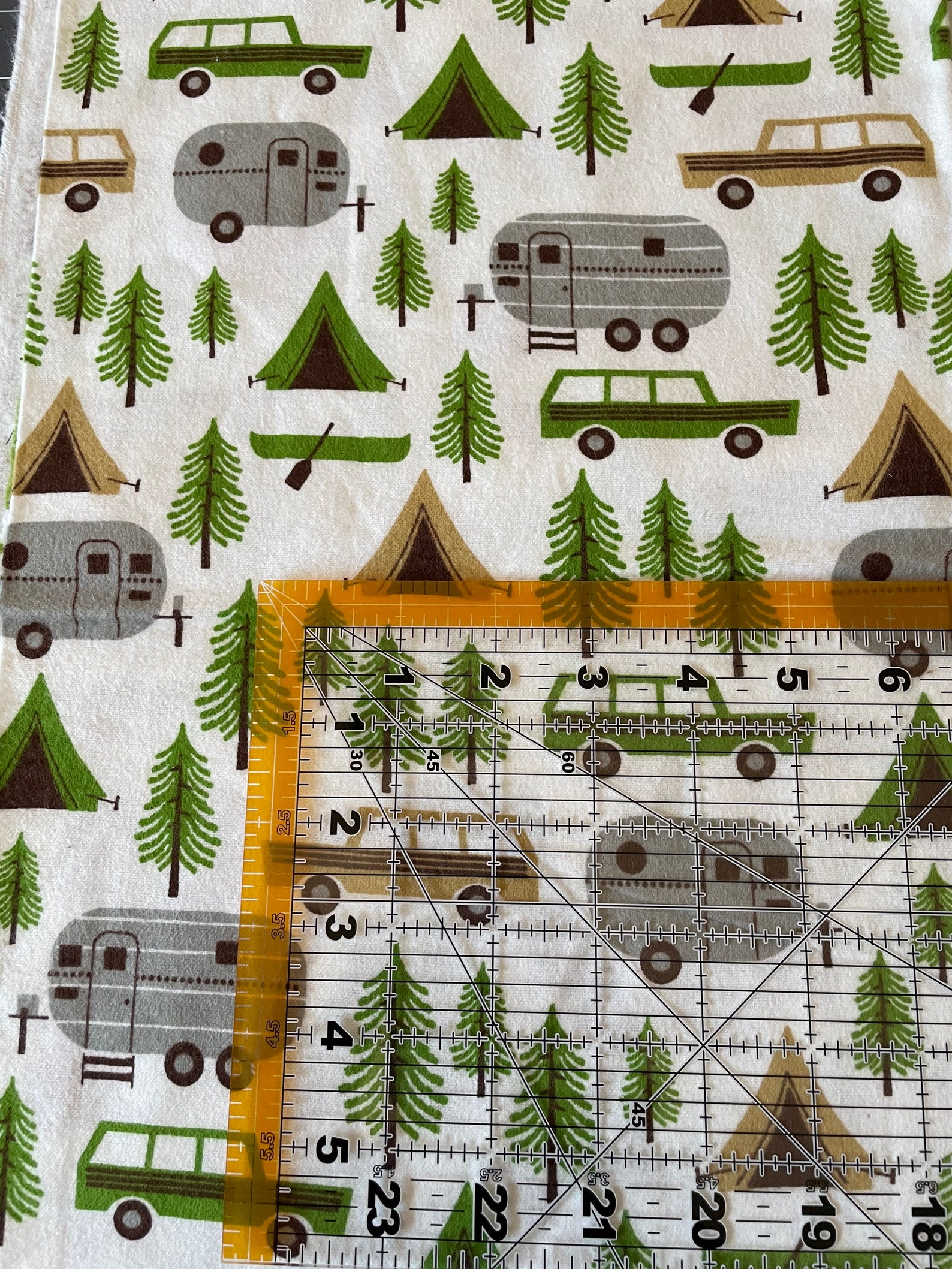 Camping Camper Flannel Fabric trees cars tent sewing Etsy
