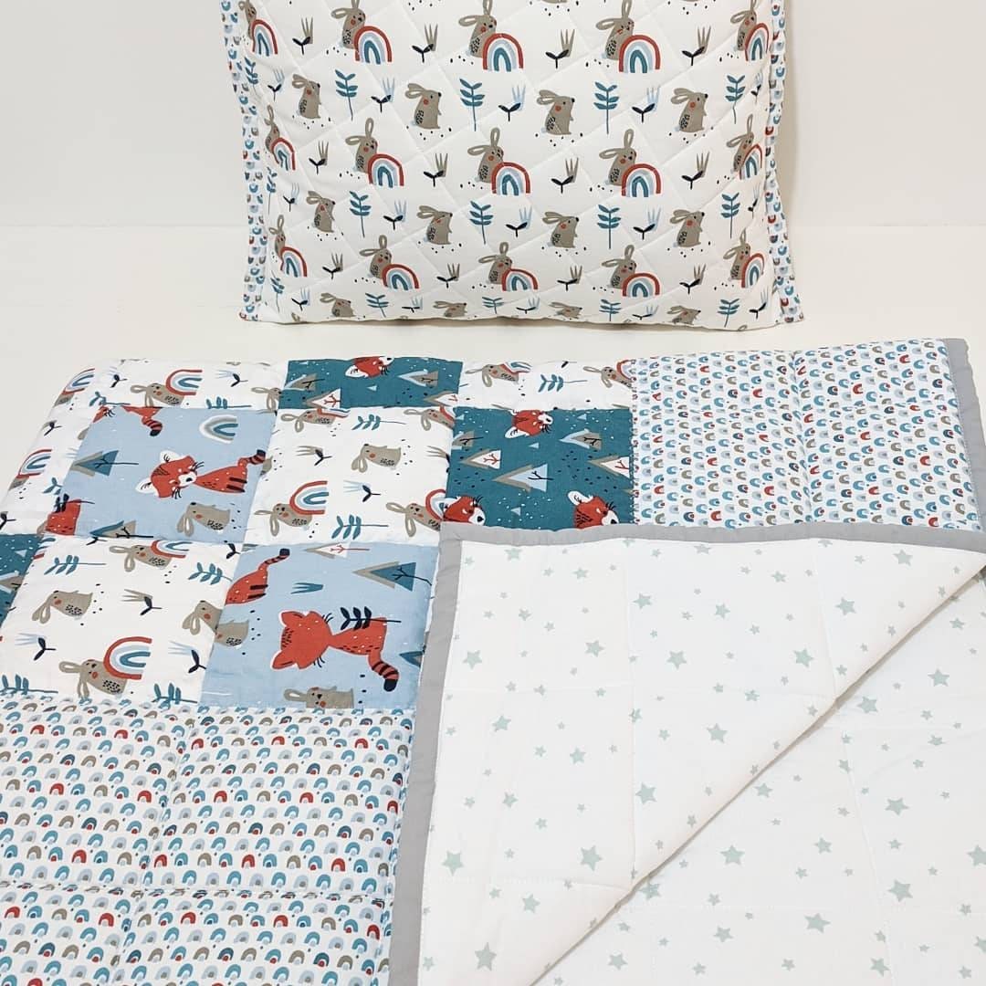 Woodland Animals Baby Quilt Cover and Cushion / Patchwork / Nursery Set
