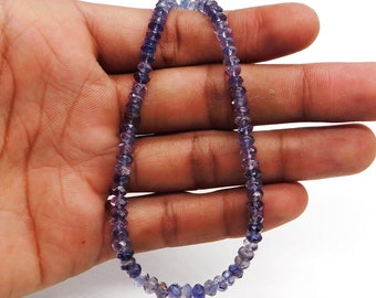 Iolite Gemstone Faceted Roundel Beads Necklace Handmade Iolite Semi Precious Beads Necklace Jewelry 3mm Iolite Rondelle Beaded Necklace