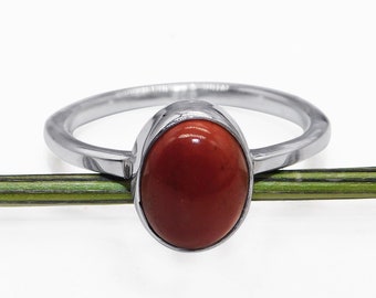 Artisan ring Stackable Size 7 12+ Textured Nature Lover gift Nature Lover gift Oxidized ring Red Jasper ring