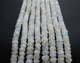 Natural Rainbow Moonstone Rondelle Beads, Moonstone Beads, Wholesale Beads, Faceted Beads, 8MM Beads, Gemstone Beads, 8 Inches Long Strand