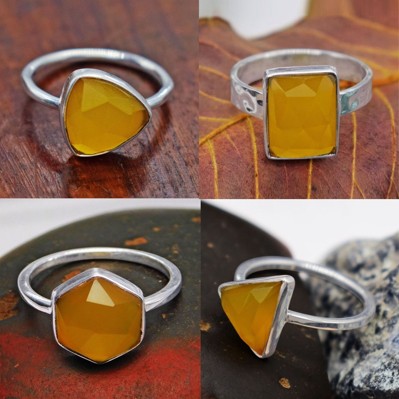 Yellow Chalcedony Silver Ring,Handmade Ring,92.5 Sterling Silver,Chalcedony Gemstone Ring,Everyday Ring,Yellow Stone Ring,Dainty Ring.