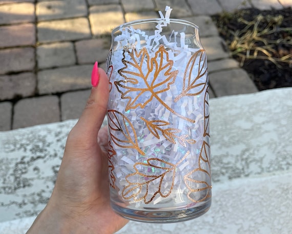 Rose Gold Leaf Fall Libbey Can Glass Glass Beer Can Glass 