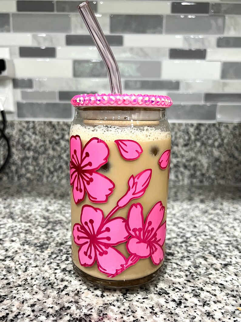 Iced Coffee Glass Color Change Glass Libbey Can Glass Peony Etsy