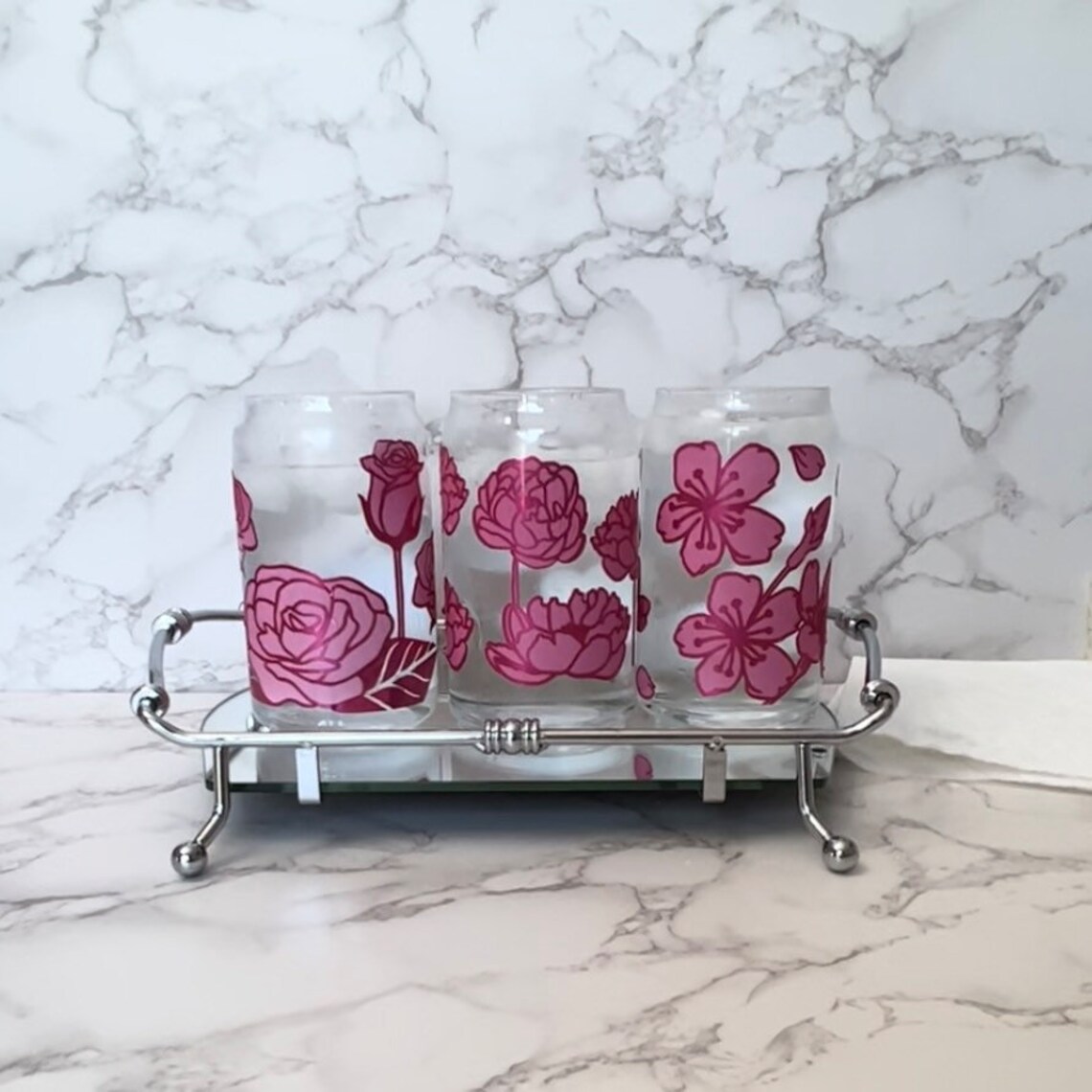 Iced Coffee Glass Color Change Glass Libbey Can Glass Peony Etsy