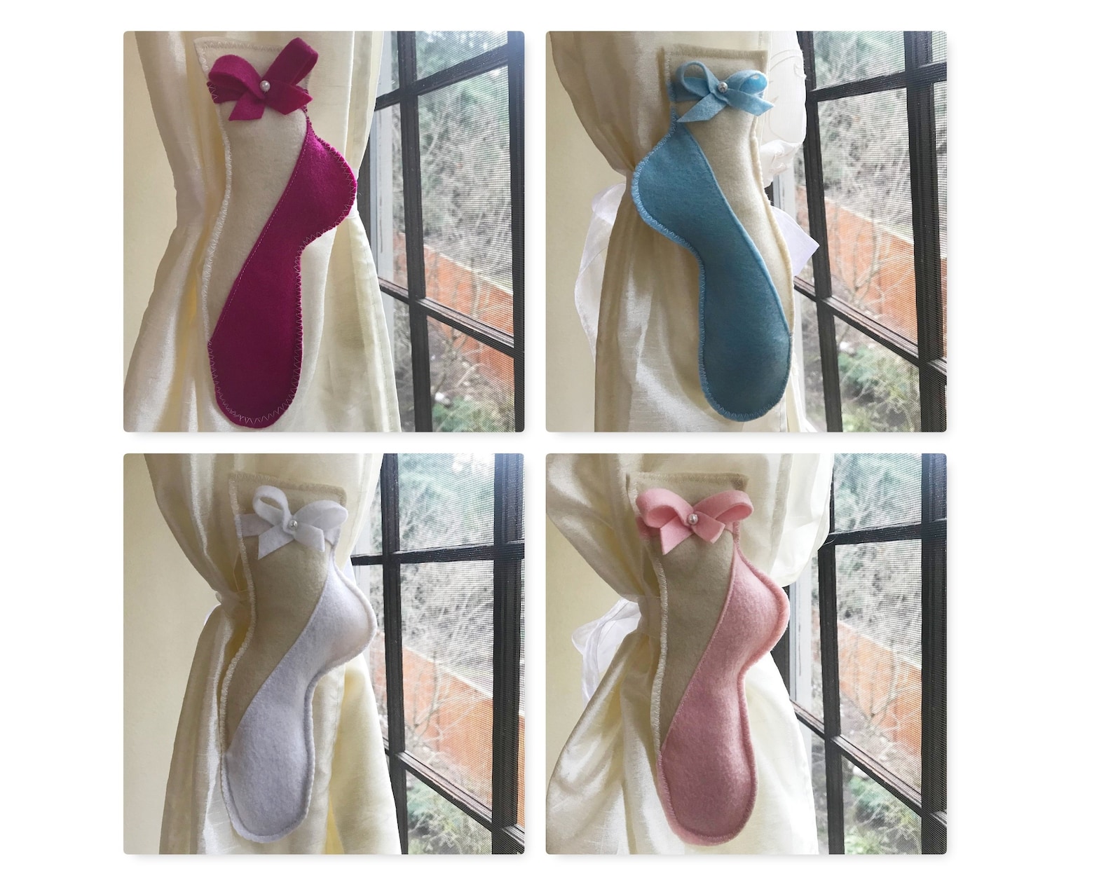 ballerina shoes curtain tieback, kids home ballet decoration, ballet dancer theme nursery decor, pick colors, baby shower gift