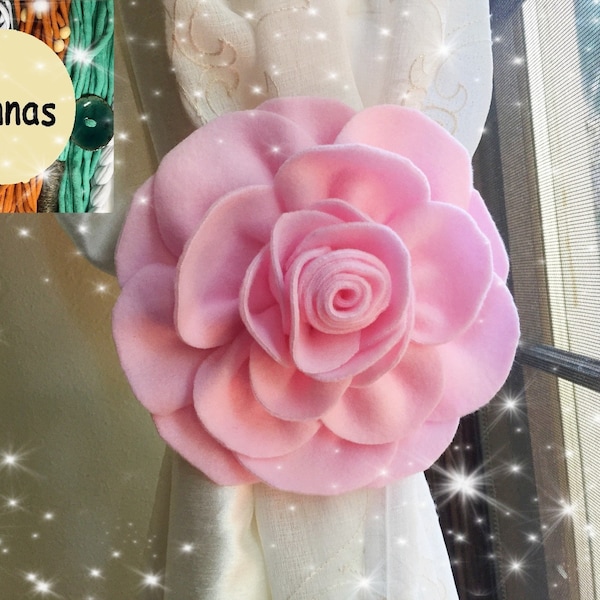 Liannas Baby Pink Rose curtain tieback, Kids home flower decoration, Floral theme Nursery decor, pick colors, Baby Shower Gift