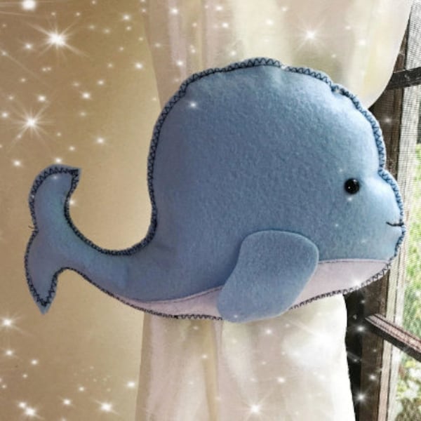 Liannas Baby Whale Curtain Tieback, 10x8 inches,  Kids decoration, Animal theme Nursery decor, Baby Shower Gift, Sea Creatures