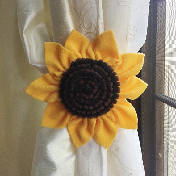Sunflower Curtain Tieback Room Decoration Floral Theme Nursery Home Decor Gold Yellow And Brown Shower Gift