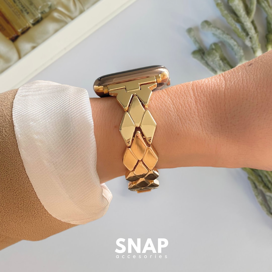 Gold Watch Band for Apple Watch Series 9 8 7 6 SE, Custom Gold Iwatch Band 38mm 40mm 41mm 42mm