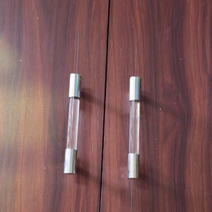 Blush Glass Cabinet Handle with Brass Fittings – Handmade Drawer Pull, Modern Wardrobe Hardware