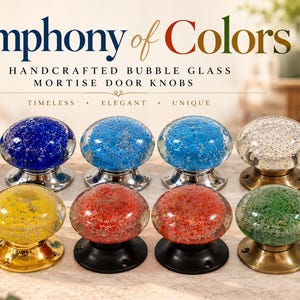 Handmade Double-Layer Glass Door Knobs | 60mm Mortise Handles (Pair)