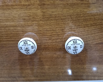 Clock Face Ceramic Knob - 1.5 inch Round White Glass