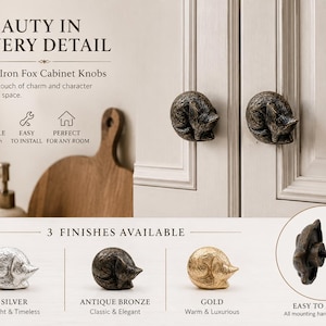 Sleeping fox cast iron knobs