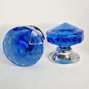 3-Inch Vintage Faceted Glass Mortice Door Knob | Multiple Colors & Finishes | Elegant Crystal Cut Handle