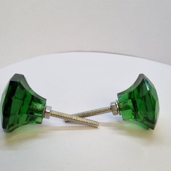 Handmade Faceted Glass Knob – 1.5” | Rust-Free Hardware | Multiple Colors | Cabinet, Drawer, Dresser Pulls"