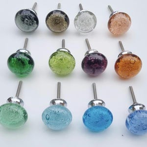 Glass Bubble Knobs with Silver Fittings (1.5 inch)