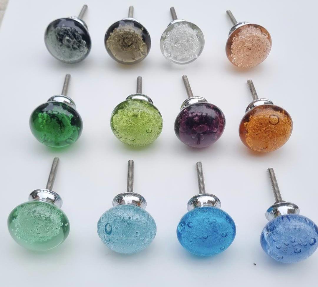 Glass silver fittings bubbles knobs