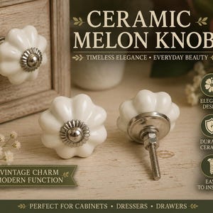 "Knopf aus Keramik in weiß ""Melone""."