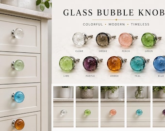 Glass Bubble Knobs with Silver Fittings (1.5 inch)
