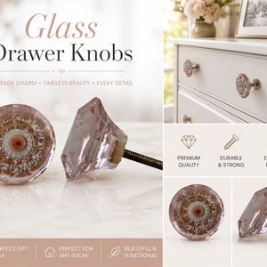 Roze diamant geslepen glazen knoppen - 1,5 inch