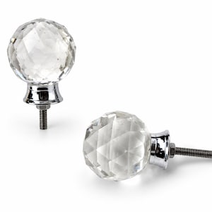Tiradores de cristal para armarios, tiradores de cajón facetados con corte de diamante, herrajes de cristal transparente.