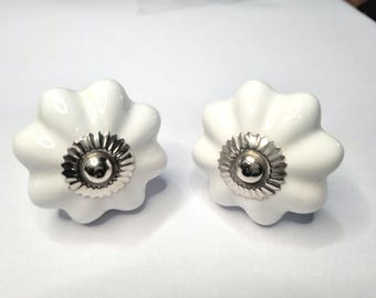 ceramic white melon knob
