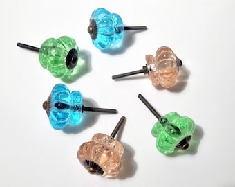 Vintage-Style Glass Pumpkin Knobs – Decorative Cabinet Drawer Pulls