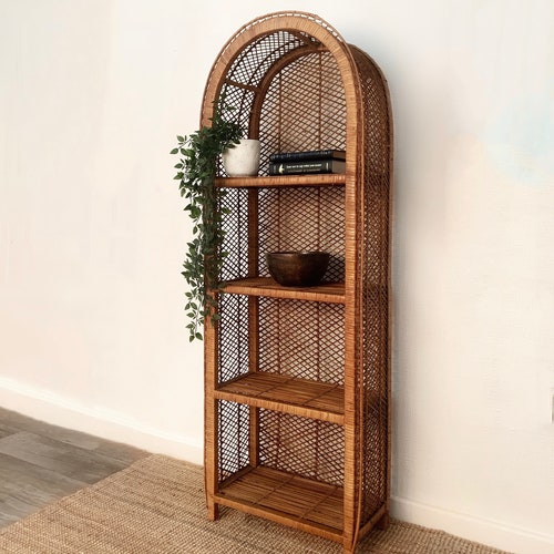 SOLD Rattan Shelves - Vintage Bohemian